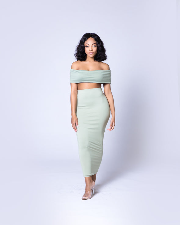 Hazel Midi Skirt Set | Green