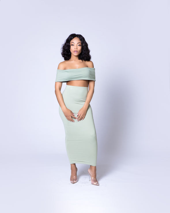 Hazel Midi Skirt Set | Green